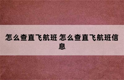 怎么查直飞航班 怎么查直飞航班信息